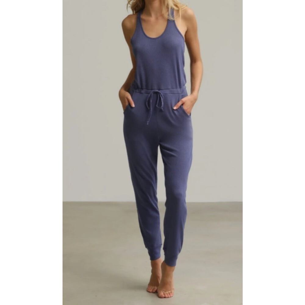 NWT Commando Luxury Ribbed Racerback Jumpsuit Blue Pima Cotton Mod XS Blue